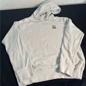Women's White Hoodie with Cherry Embroidery